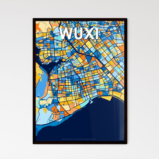 WUXI CHINA Vibrant Colorful Art Map Poster Blue Orange