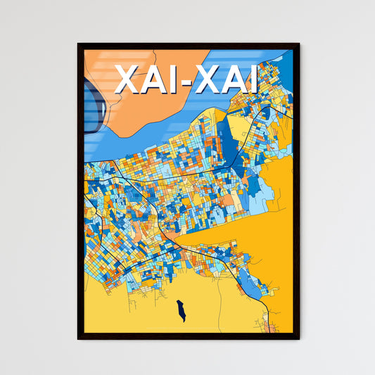 XAI-XAI MOZAMBIQUE Vibrant Colorful Art Map Poster Blue Orange