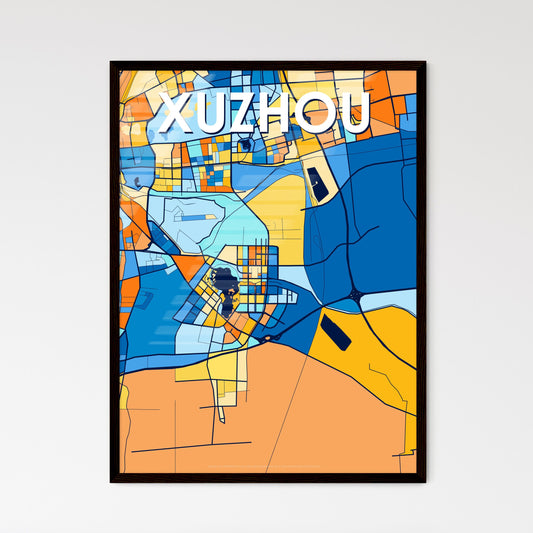 XUZHOU CHINA Vibrant Colorful Art Map Poster Blue Orange