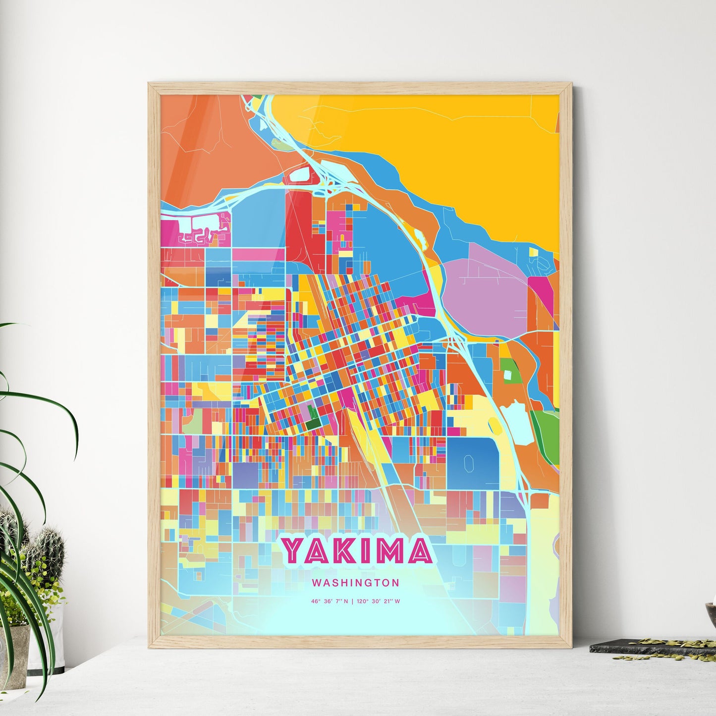 Colorful Yakima Washington Fine Art Map Crazy Colors