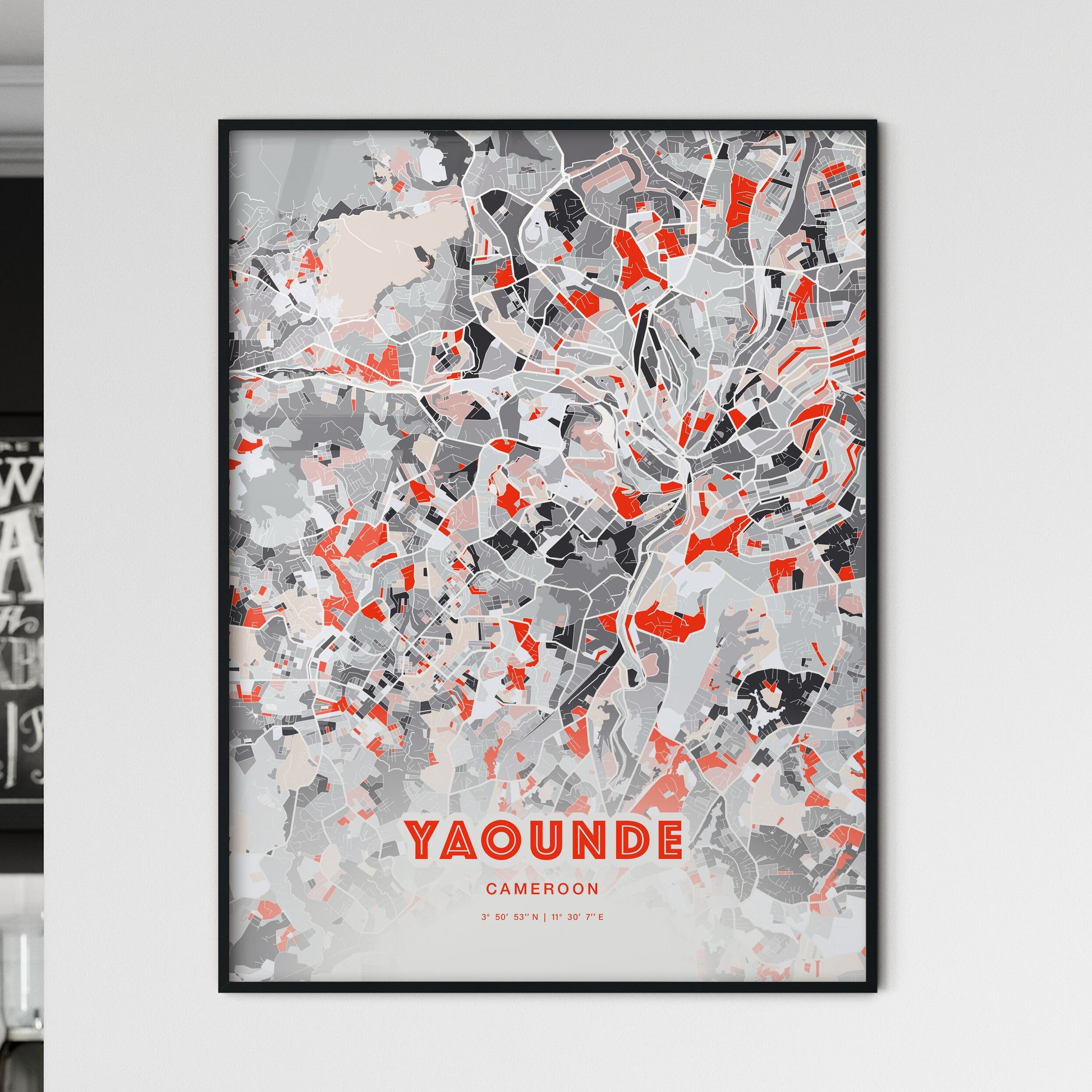 Colorful Yaounde Cameroon Fine Art Map Modern Expressive