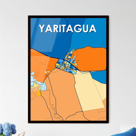 YARITAGUA VENEZUELA Vibrant Colorful Art Map Poster Blue Orange