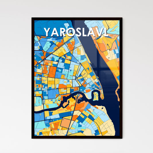 YAROSLAVL RUSSIA Vibrant Colorful Art Map Poster Blue Orange