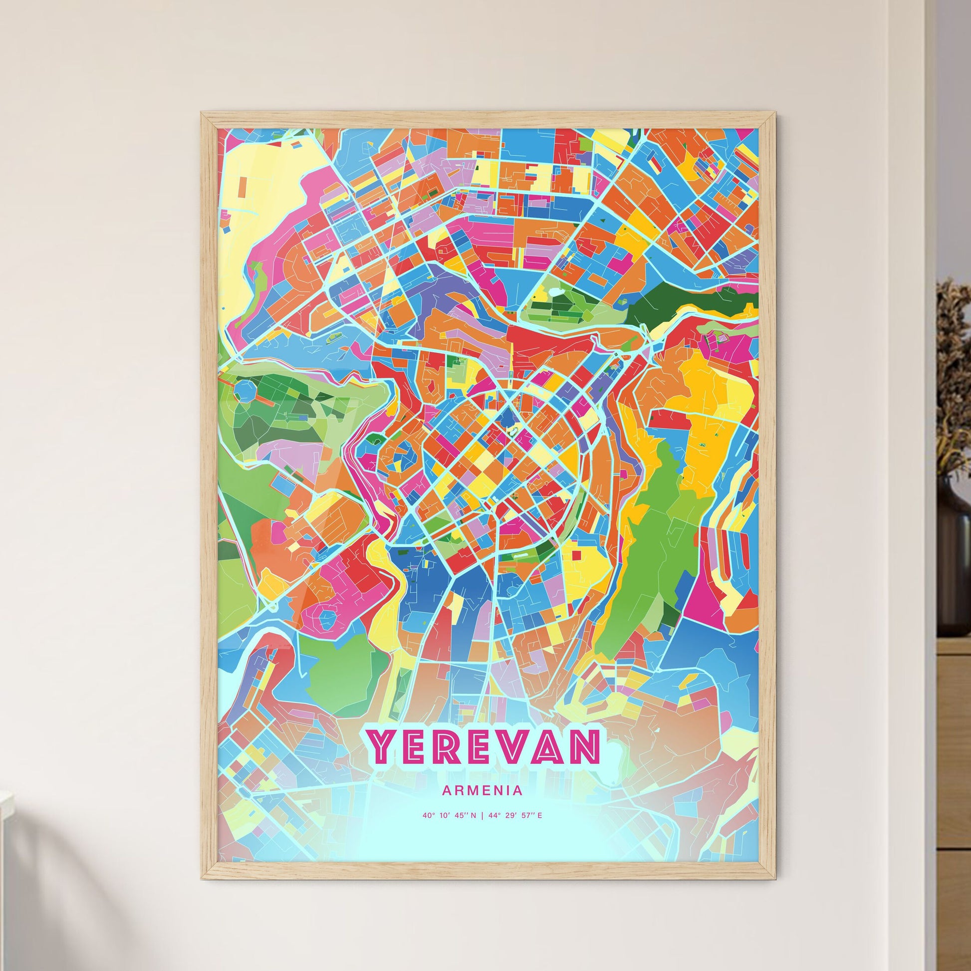 Colorful Yerevan Armenia Fine Art Map Crazy Colors