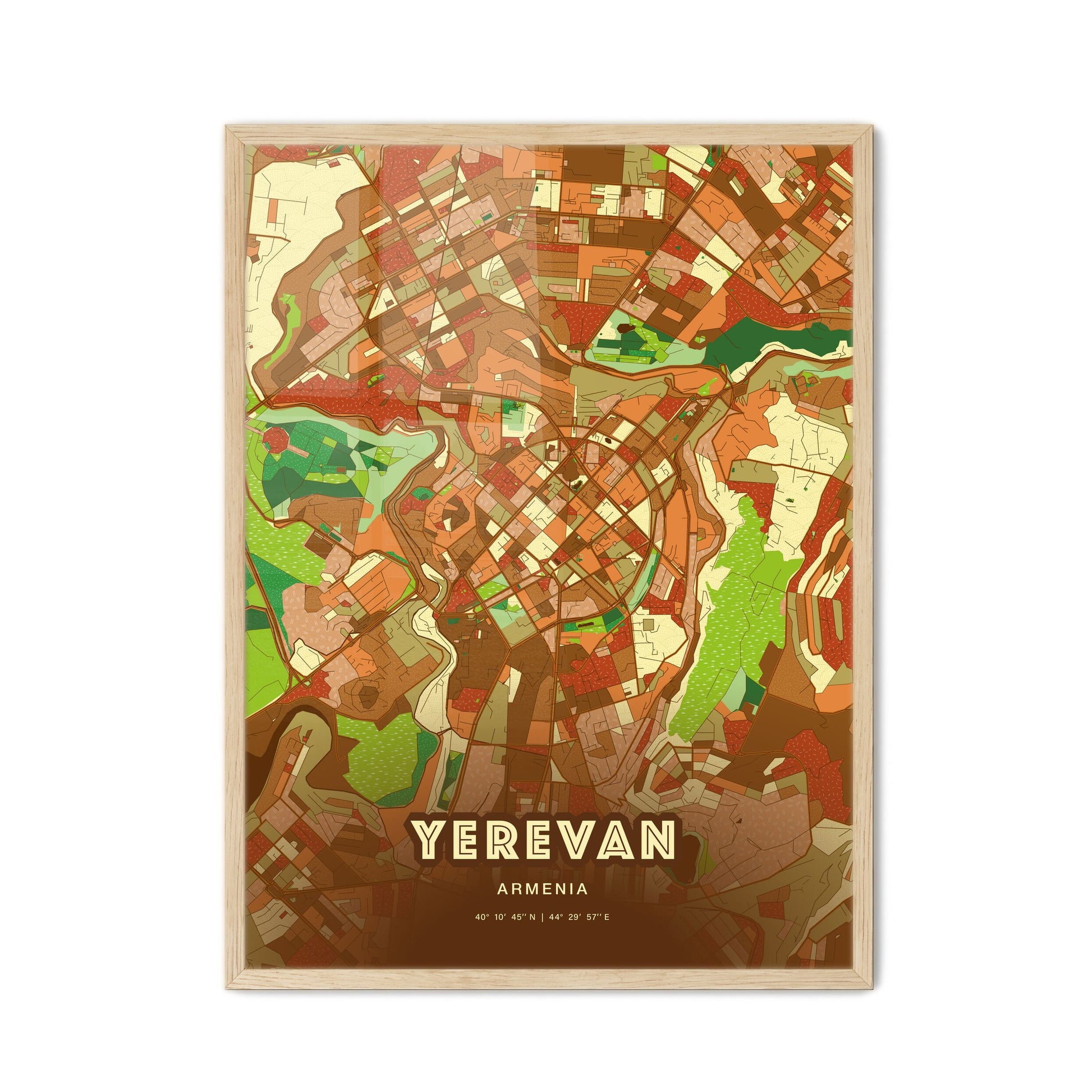 Colorful Yerevan Armenia Fine Art Map Farmhouse