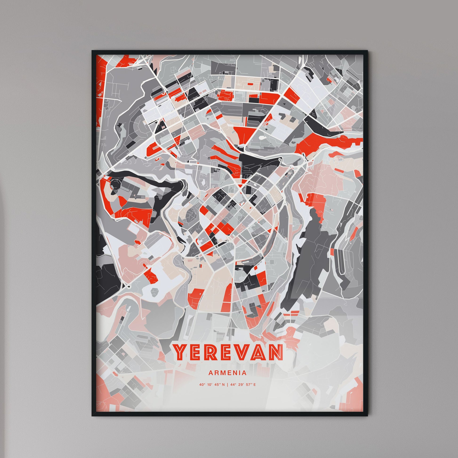 Colorful Yerevan Armenia Fine Art Map Modern Expressive