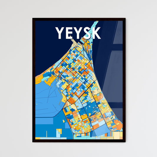 YEYSK RUSSIA Vibrant Colorful Art Map Poster Blue Orange