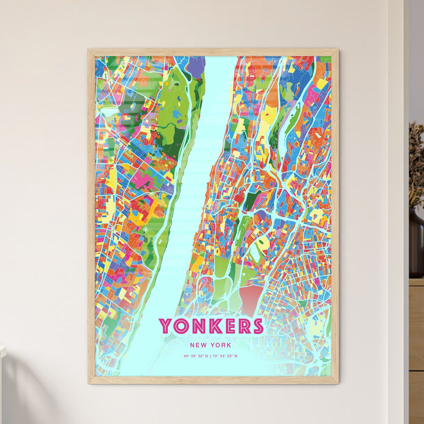 Colorful Yonkers New York Fine Art Map Crazy Colors