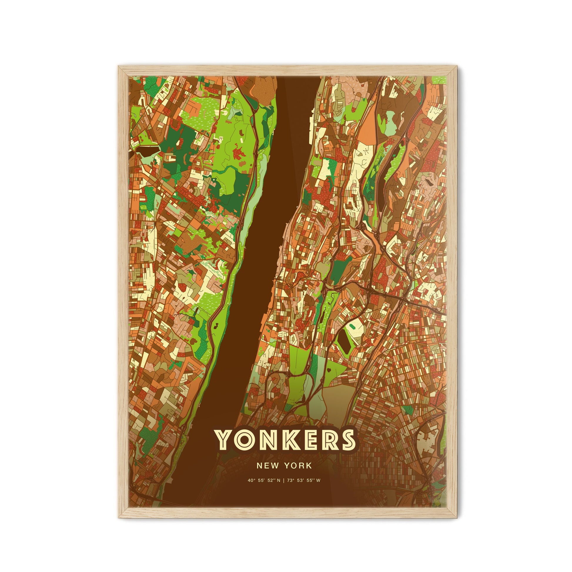 Colorful Yonkers New York Fine Art Map Farmhouse