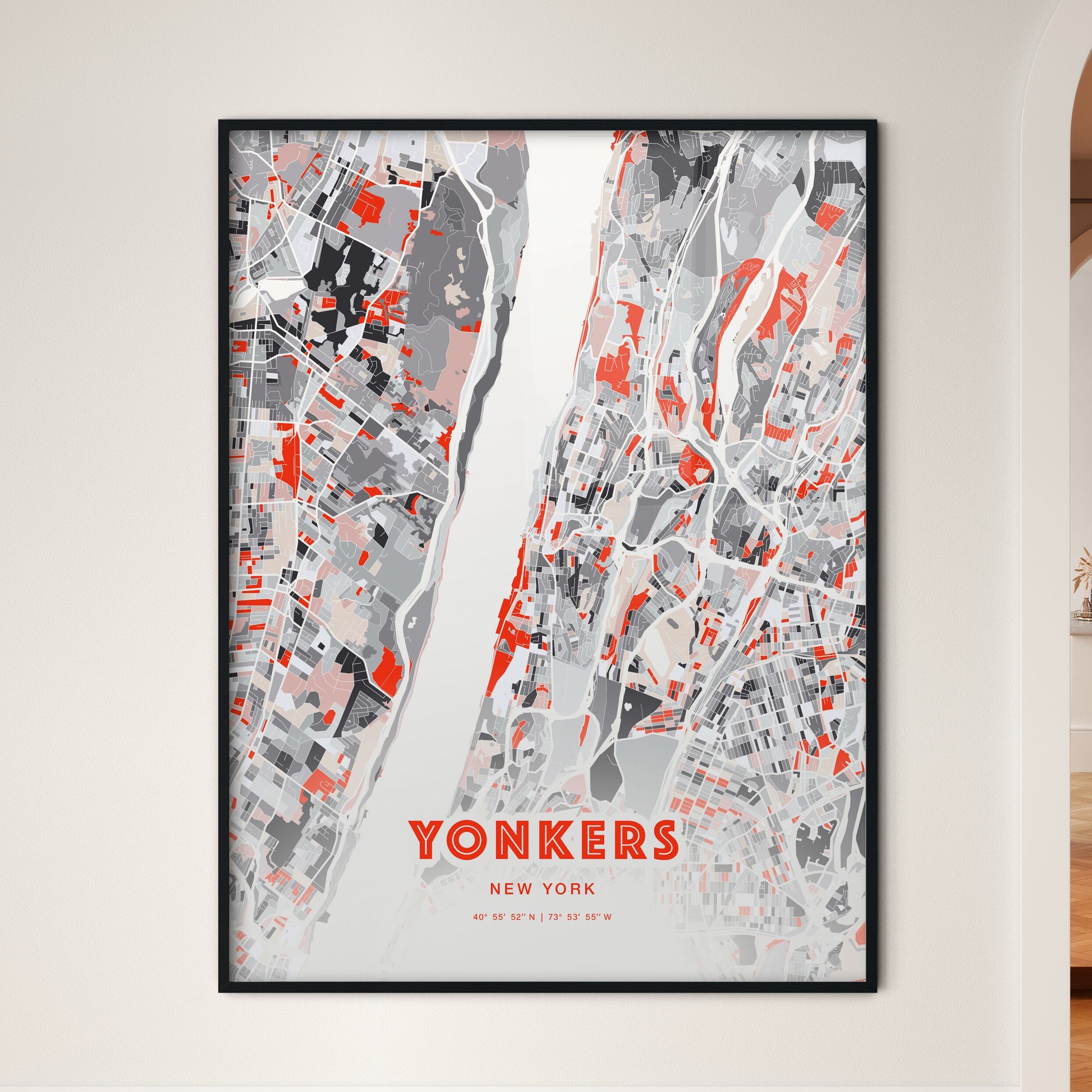 Colorful Yonkers New York Fine Art Map Modern Expressive