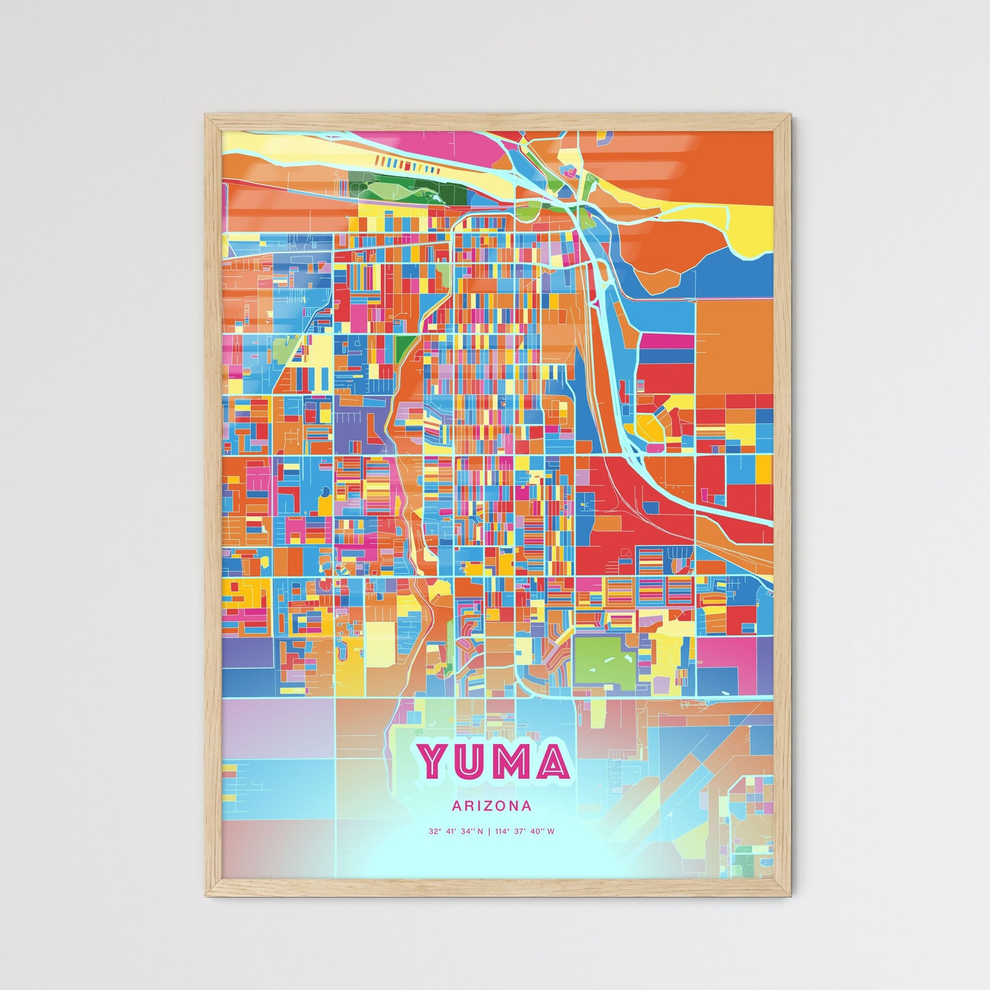 Colorful Yuma Arizona Fine Art Map Crazy Colors