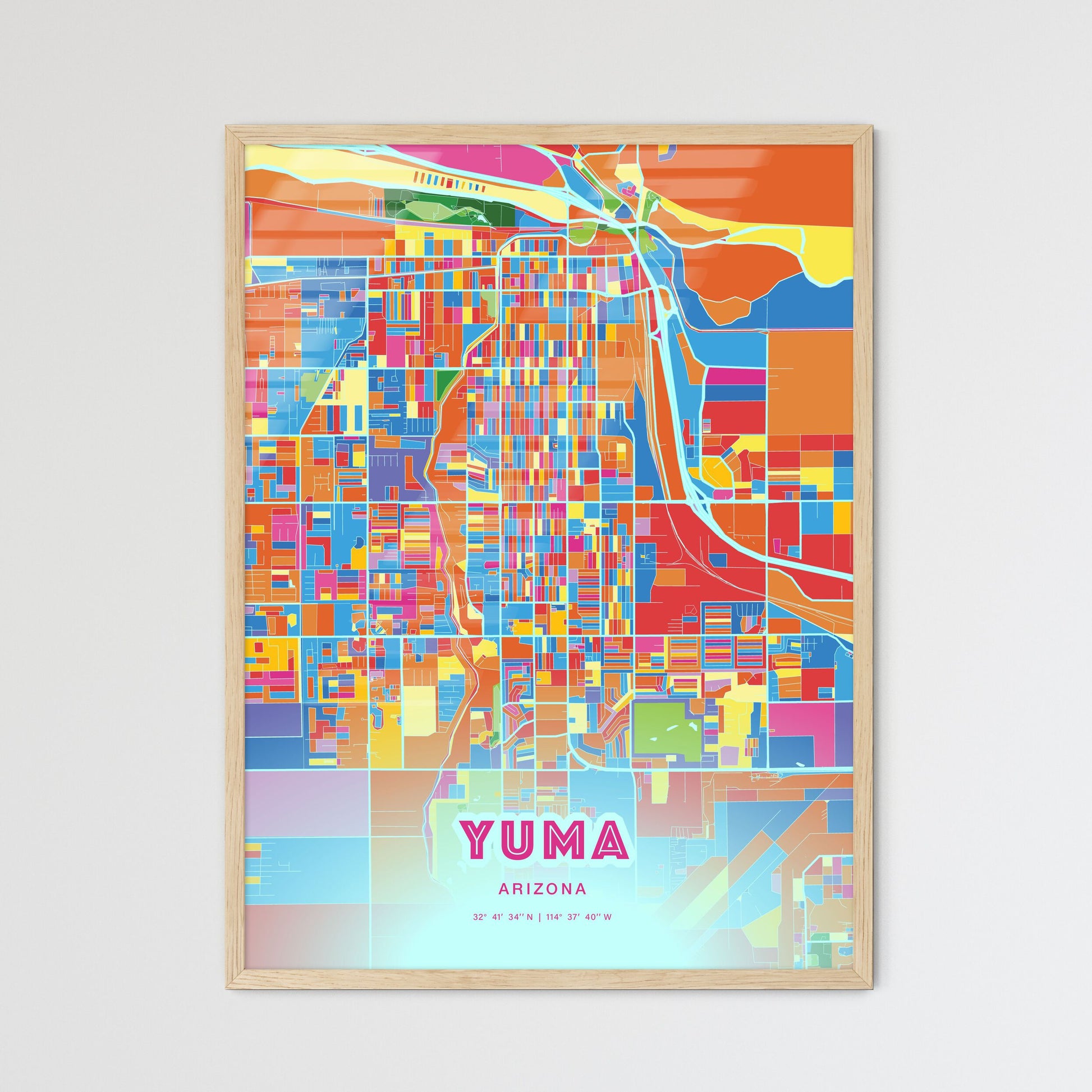 Colorful Yuma Arizona Fine Art Map Crazy Colors