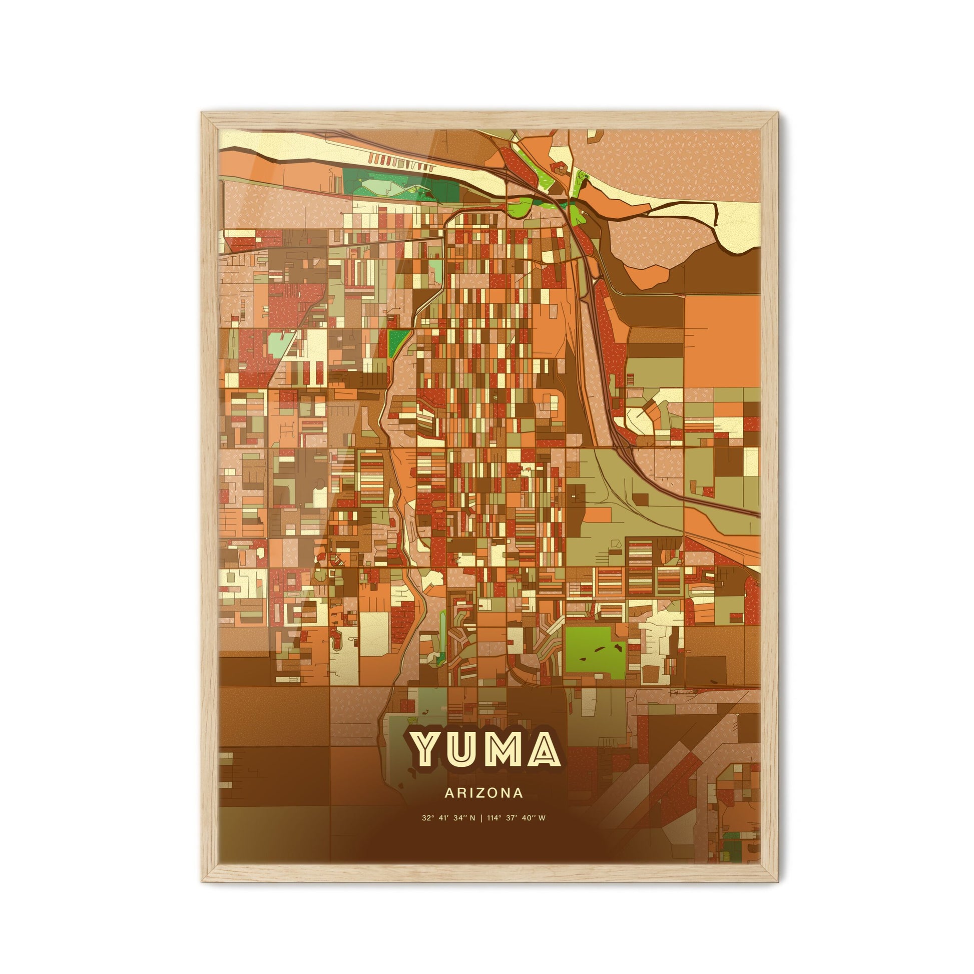 Colorful Yuma Arizona Fine Art Map Farmhouse