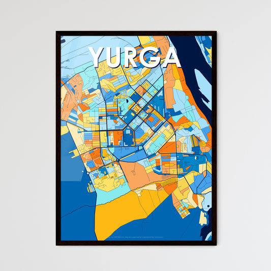 YURGA RUSSIA Vibrant Colorful Art Map Poster Blue Orange