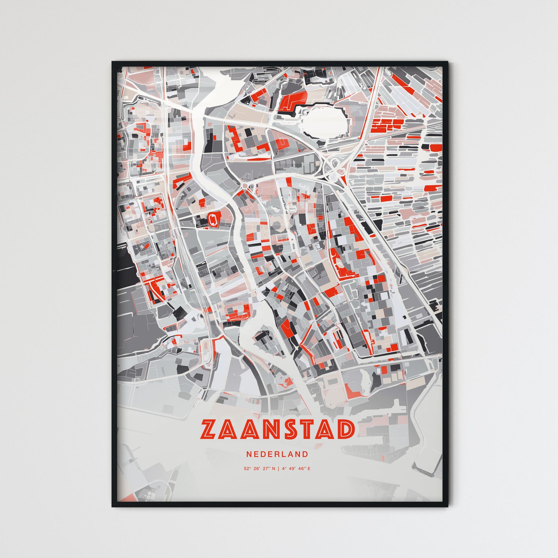 Colorful Zaanstad Netherlands Fine Art Map Modern Expressive