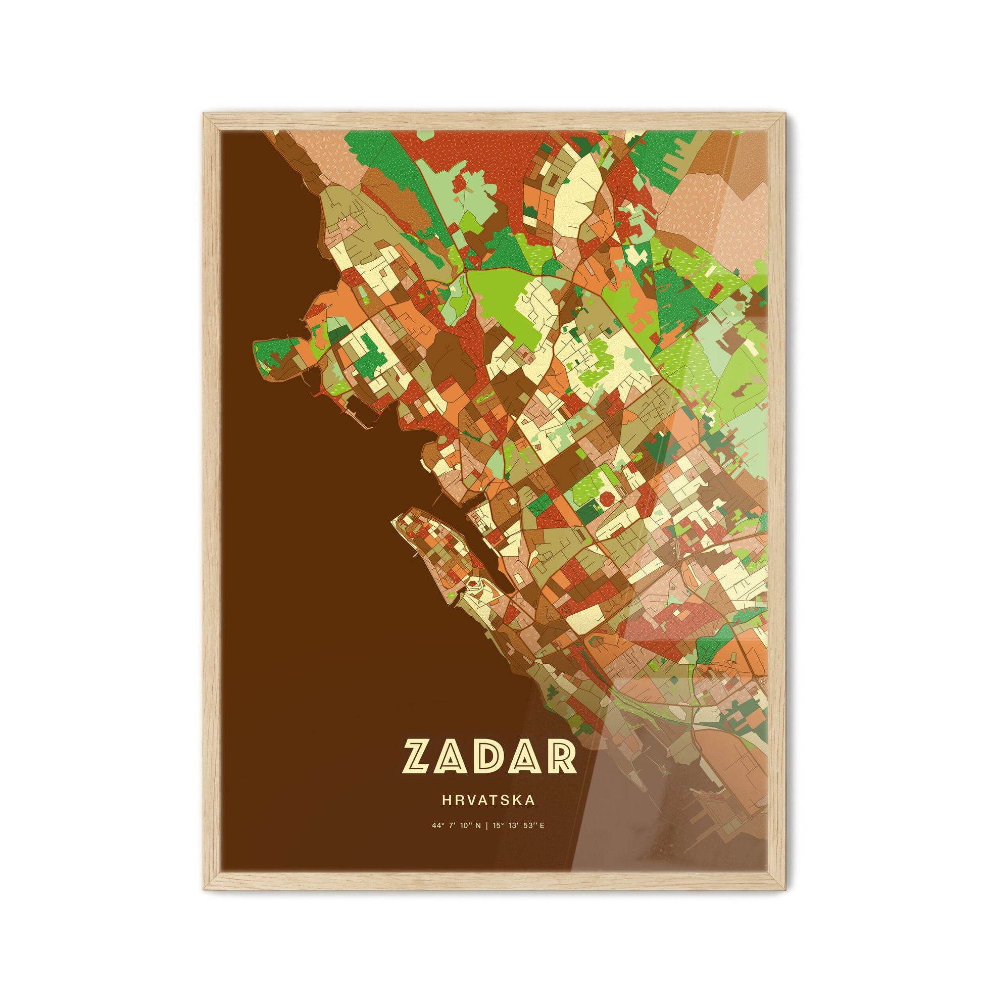Colorful Zadar Croatia Fine Art Map Farmhouse