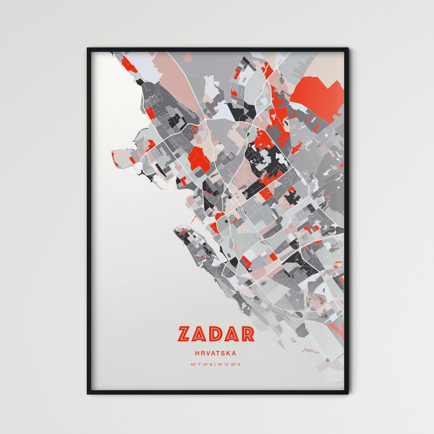 Colorful Zadar Croatia Fine Art Map Modern Expressive