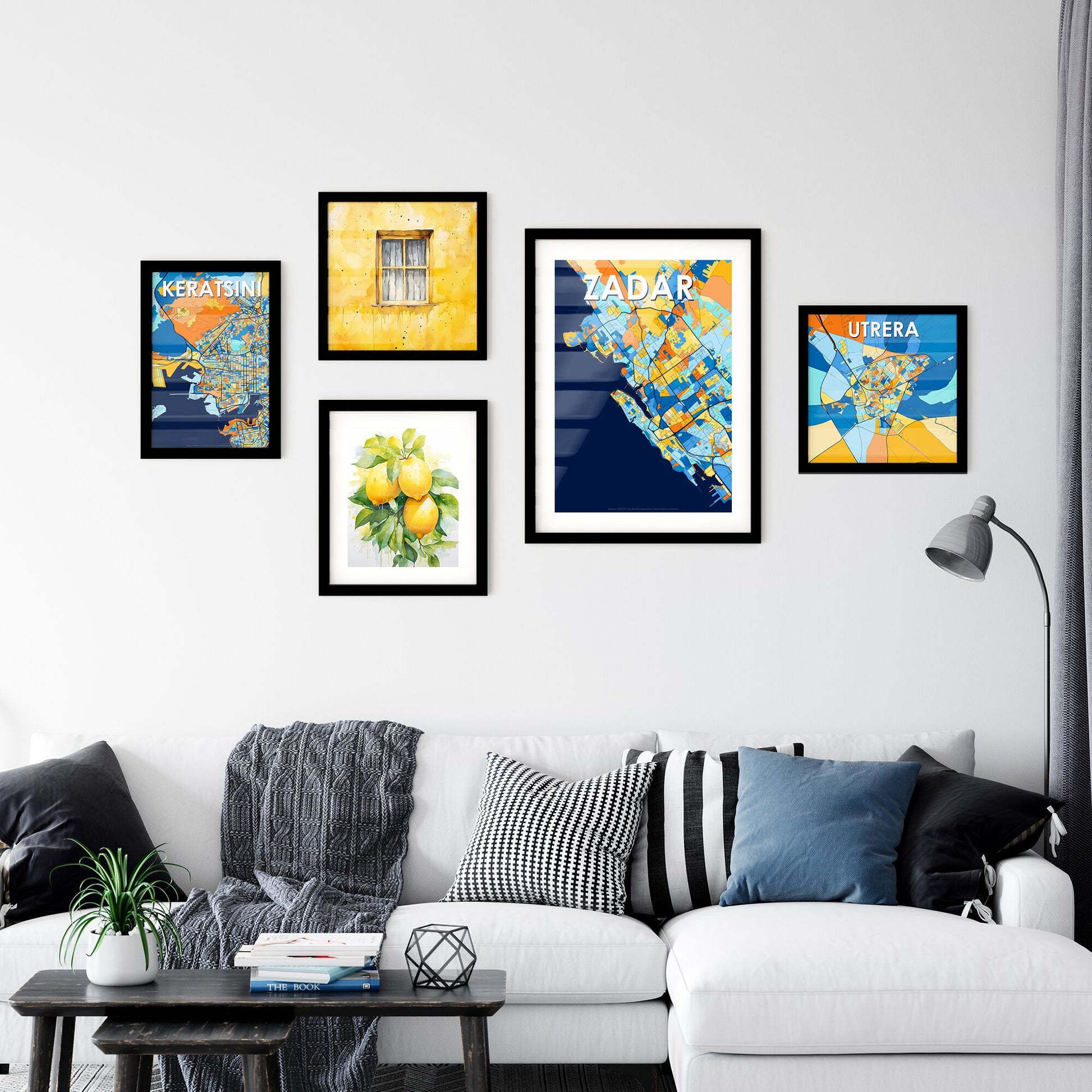 ZADAR CROATIA Vibrant Colorful Art Map Poster Blue Orange