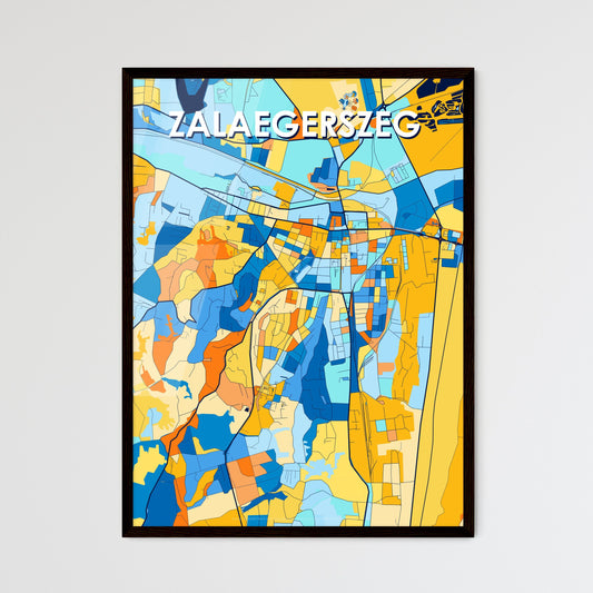 ZALAEGERSZEG HUNGARY Vibrant Colorful Art Map Poster Blue Orange