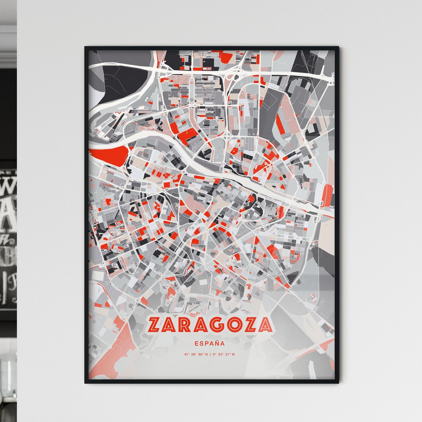 Colorful Zaragoza Spain Fine Art Map Modern Expressive