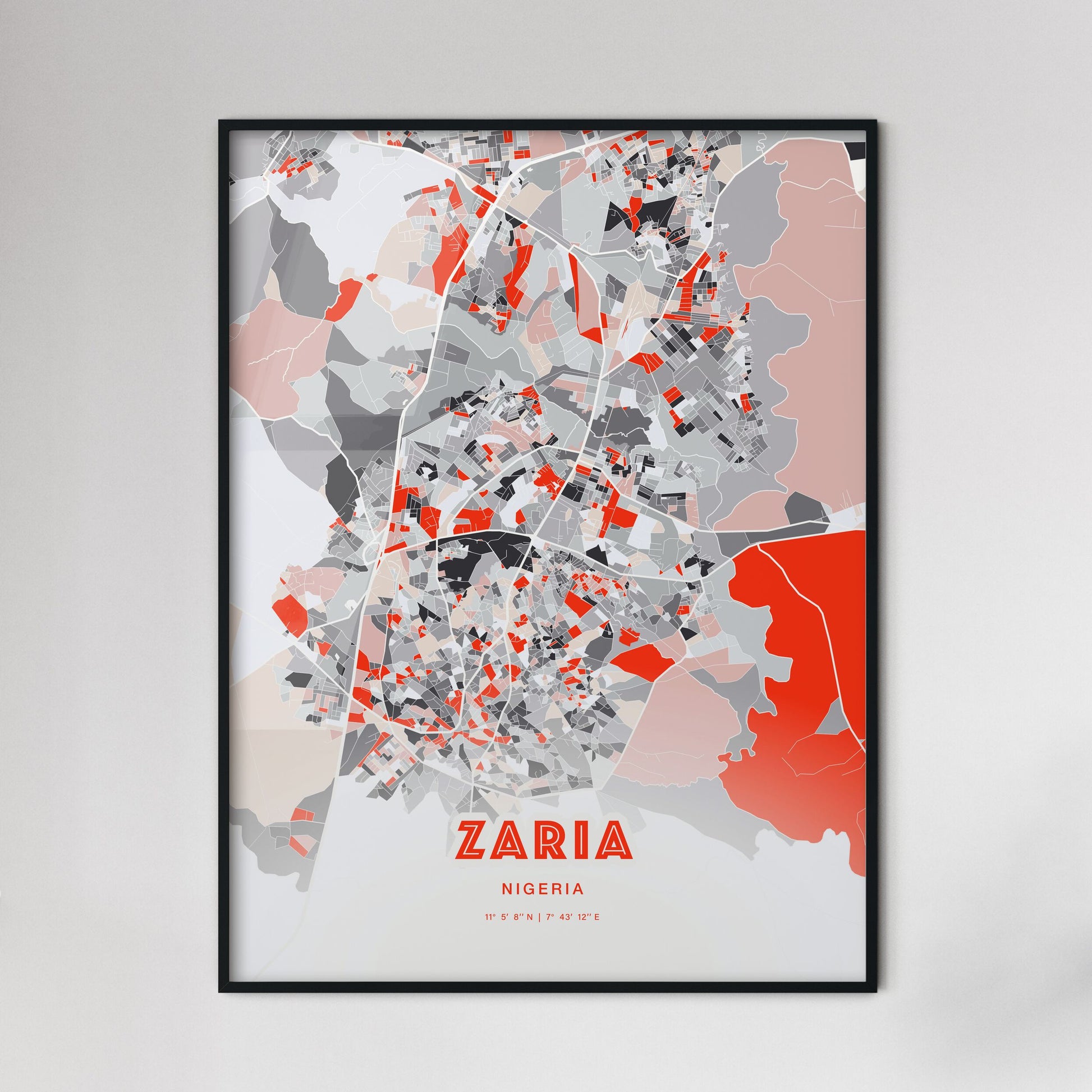 Colorful Zaria Nigeria Fine Art Map Modern Expressive