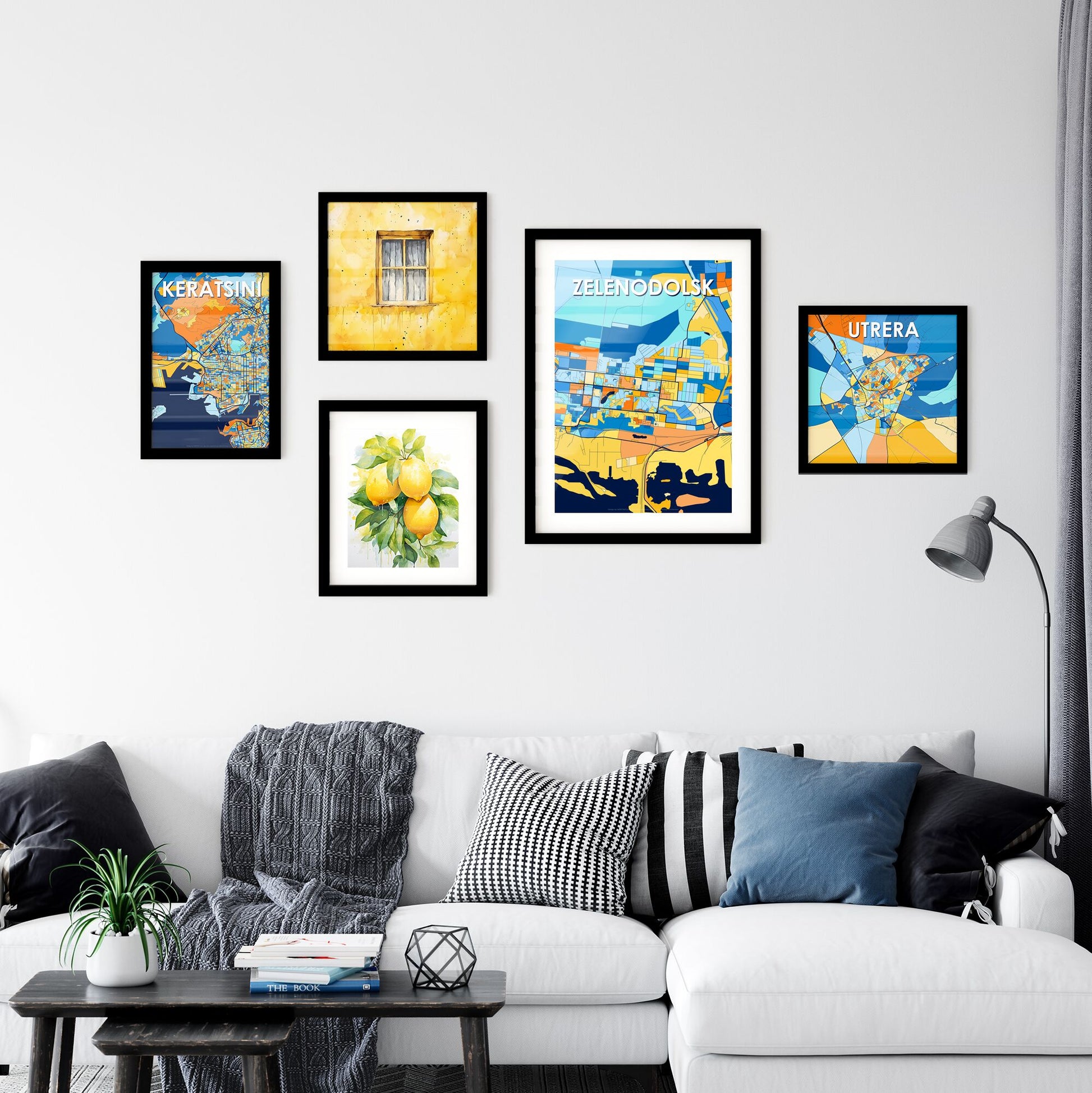 ZELENODOLSK RUSSIA Vibrant Colorful Art Map Poster Blue Orange