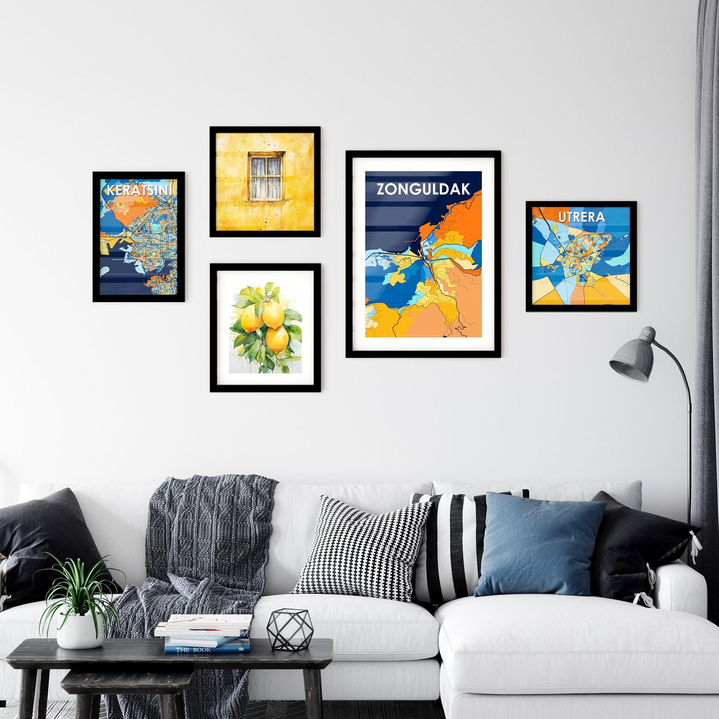 ZONGULDAK TURKEY Vibrant Colorful Art Map Poster Blue Orange