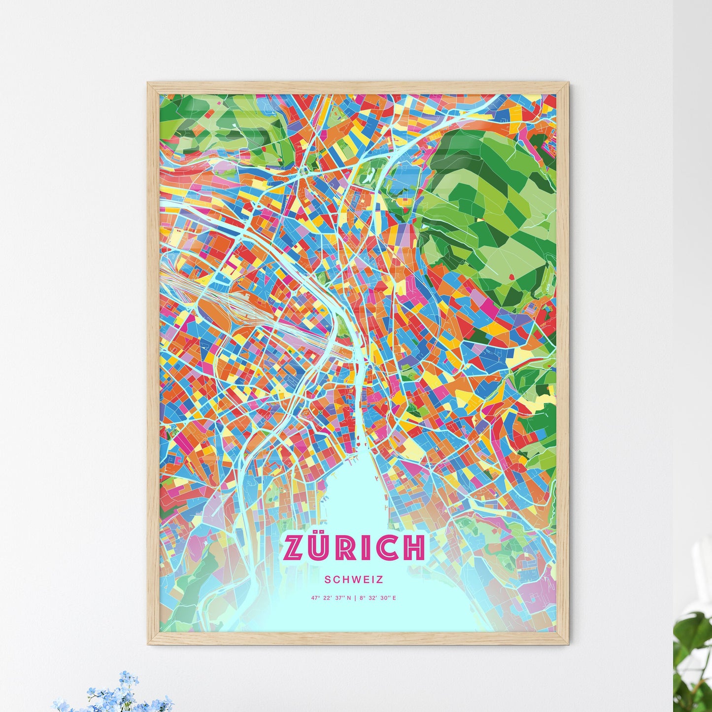 Colorful Zürich Switzerland Fine Art Map Crazy Colors