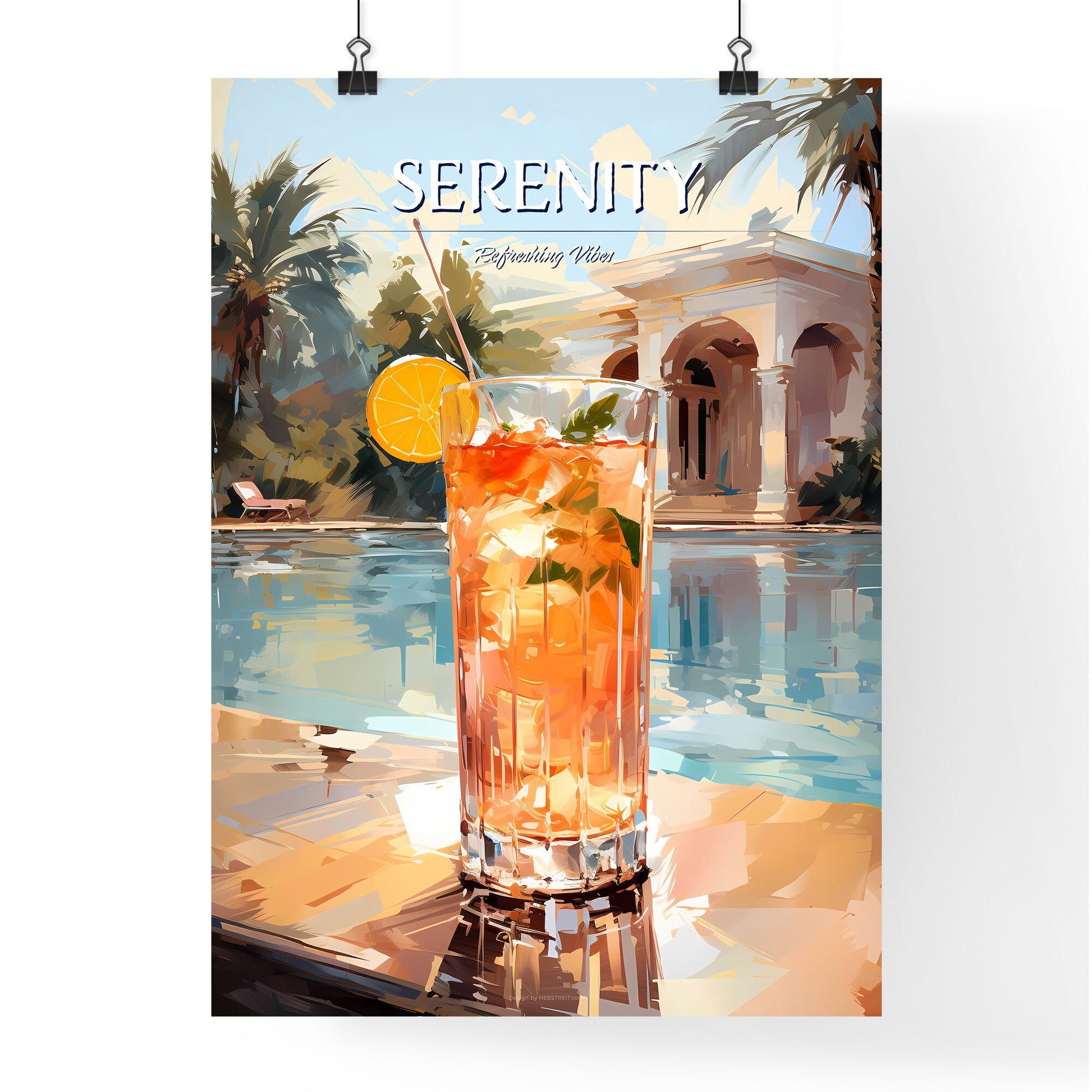 A Cocktail Near A Swimming Pool - Relax Concept - A Glass Of Liquid With Orange Slices And A Slice Of Orange On A Table Default Title