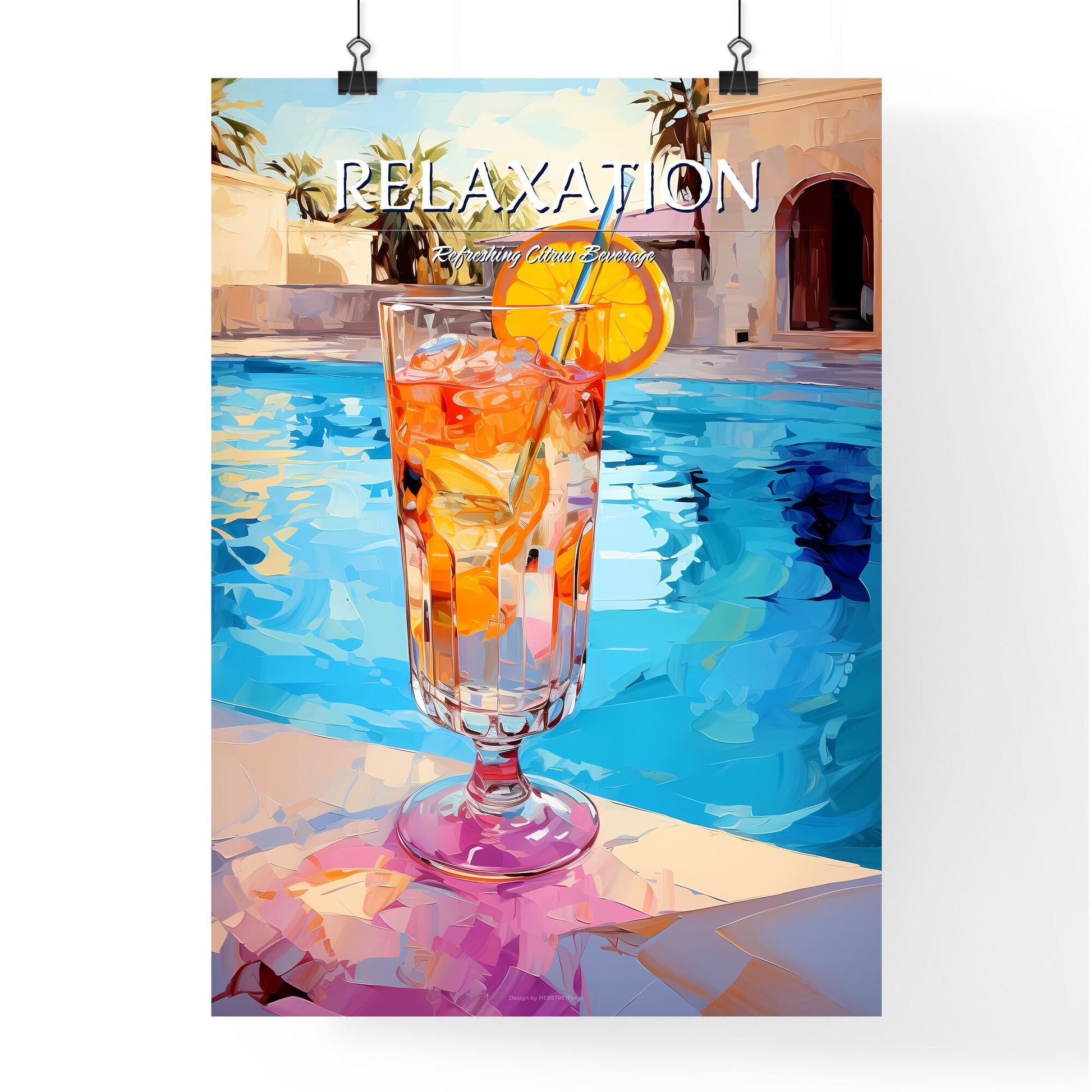 A Cocktail Near A Swimming Pool - Relax Concept - A Glass Of Liquid With Orange Slices And A Straw Default Title