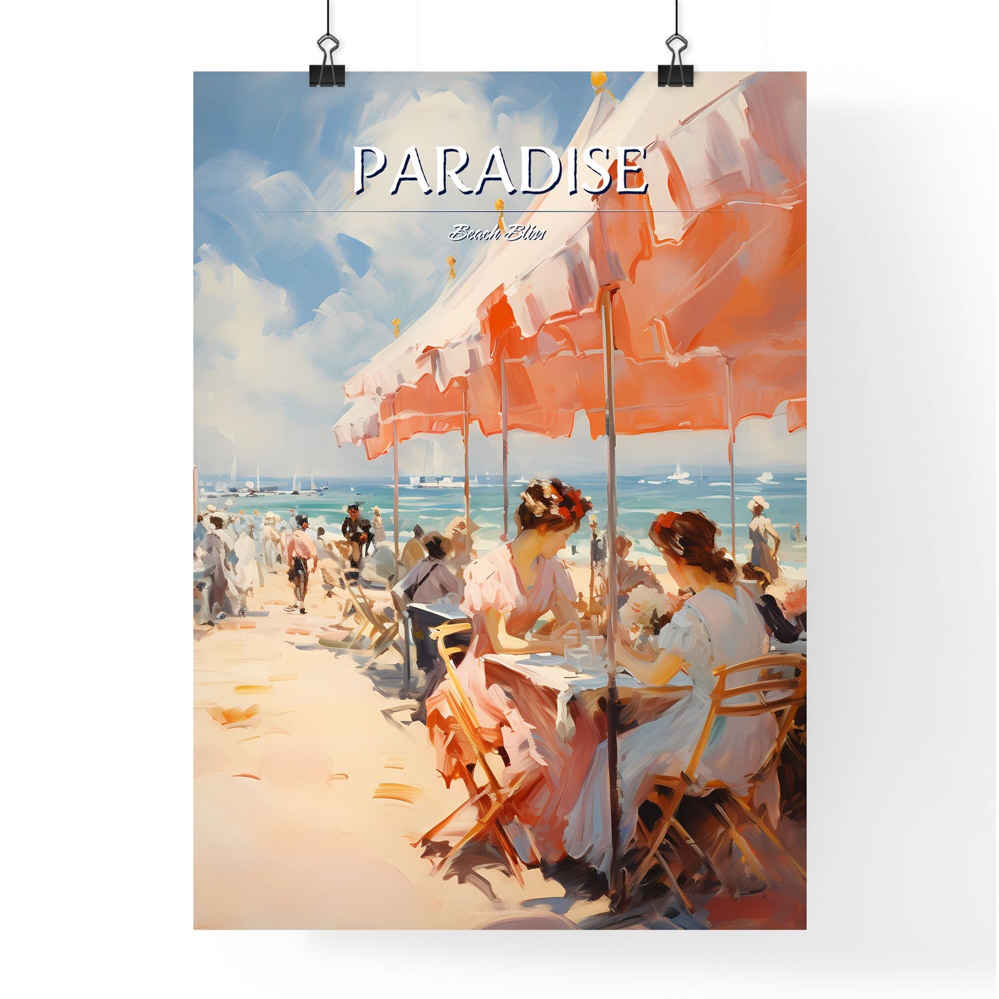 A Group Of People Sitting At A Table Under An Umbrella On A Beach Default Title