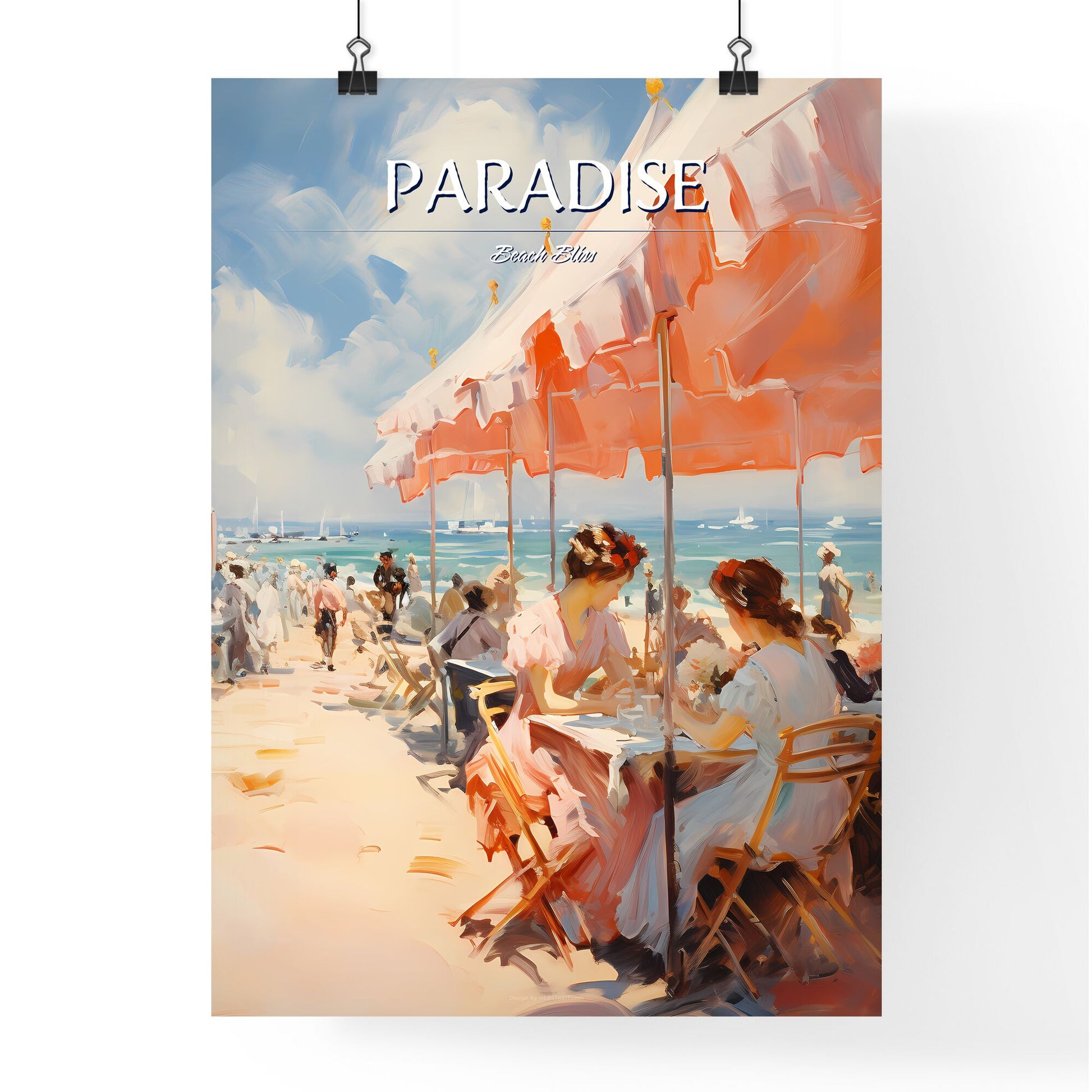 A Group Of People Sitting At A Table Under An Umbrella On A Beach Default Title