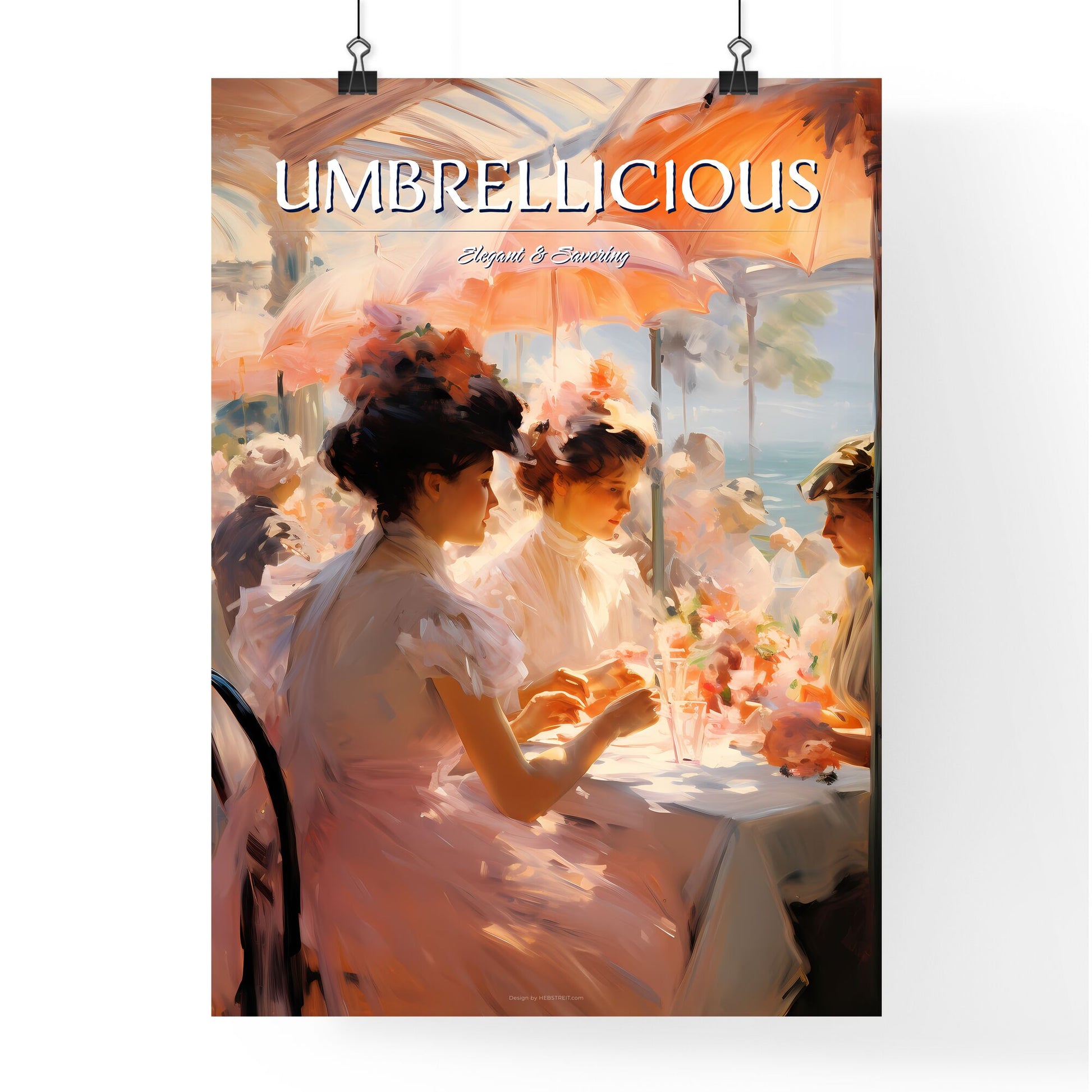A Group Of Women Sitting At A Table With Umbrellas Default Title