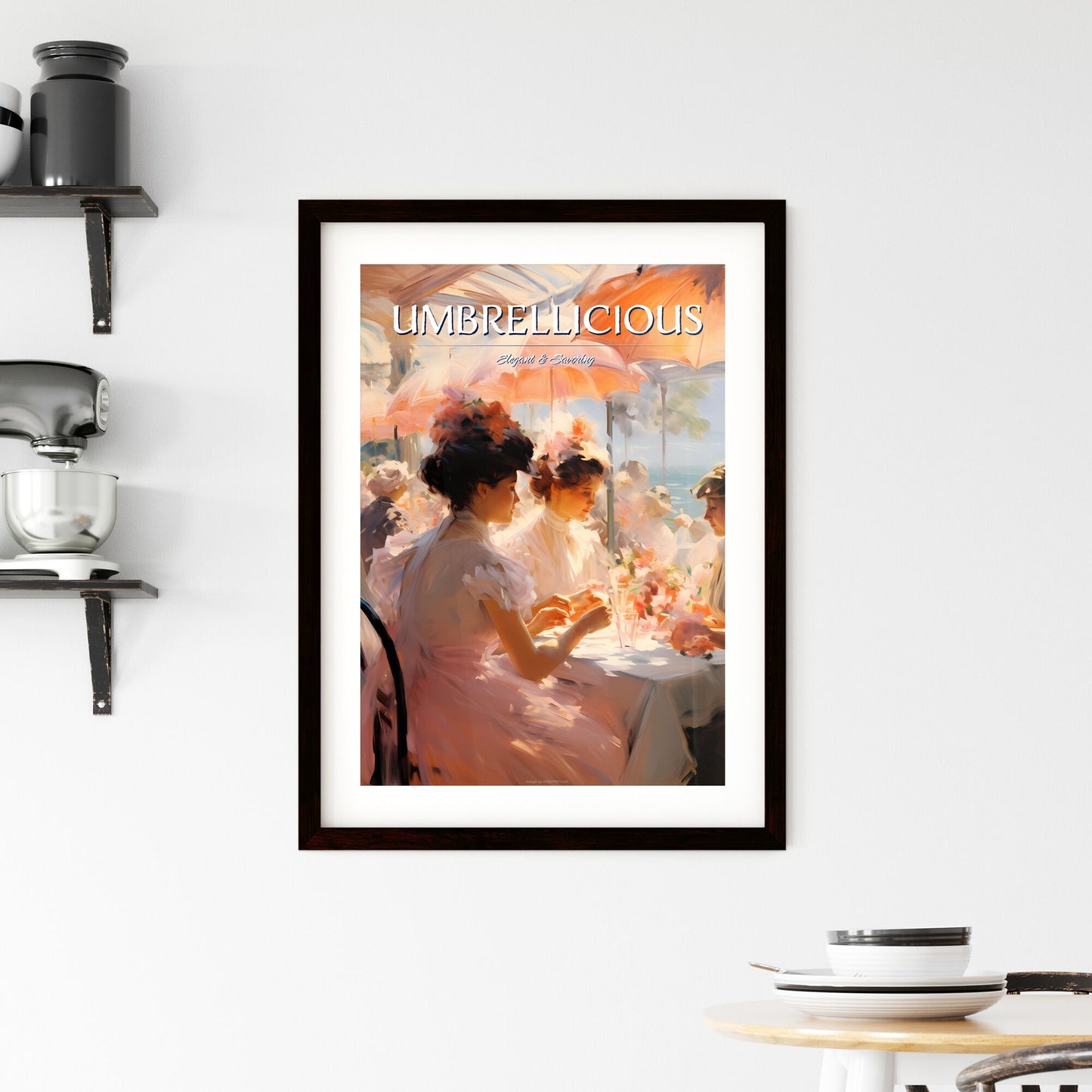 A Group Of Women Sitting At A Table With Umbrellas Default Title