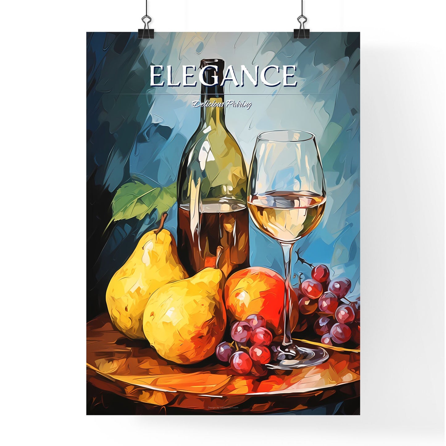 A Painting Of A Glass Of Wine And Fruit Default Title