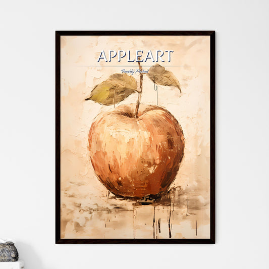 A Painting Of An Apple With A Stem And Leaves Default Title