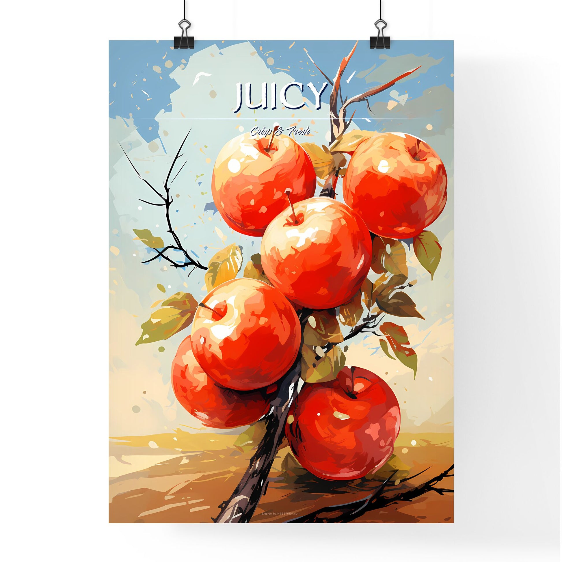 A Painting Of Apples On A Branch Default Title