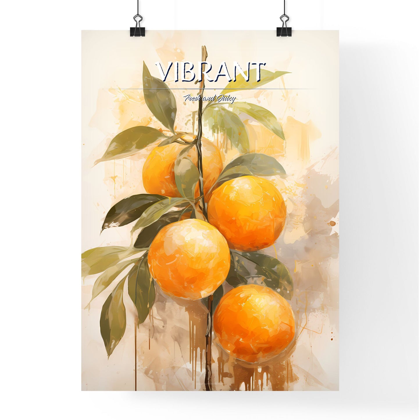 A Painting Of Oranges On A Branch Default Title