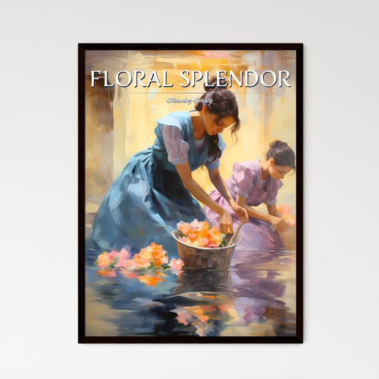 A Painting Of Women In Dresses Washing Flowers In Water Default Title