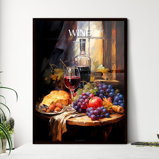 A Still Life Composition With Grape And Wine - A Painting Of A Still Life With A Bottle Of Wine And Fruit Default Title