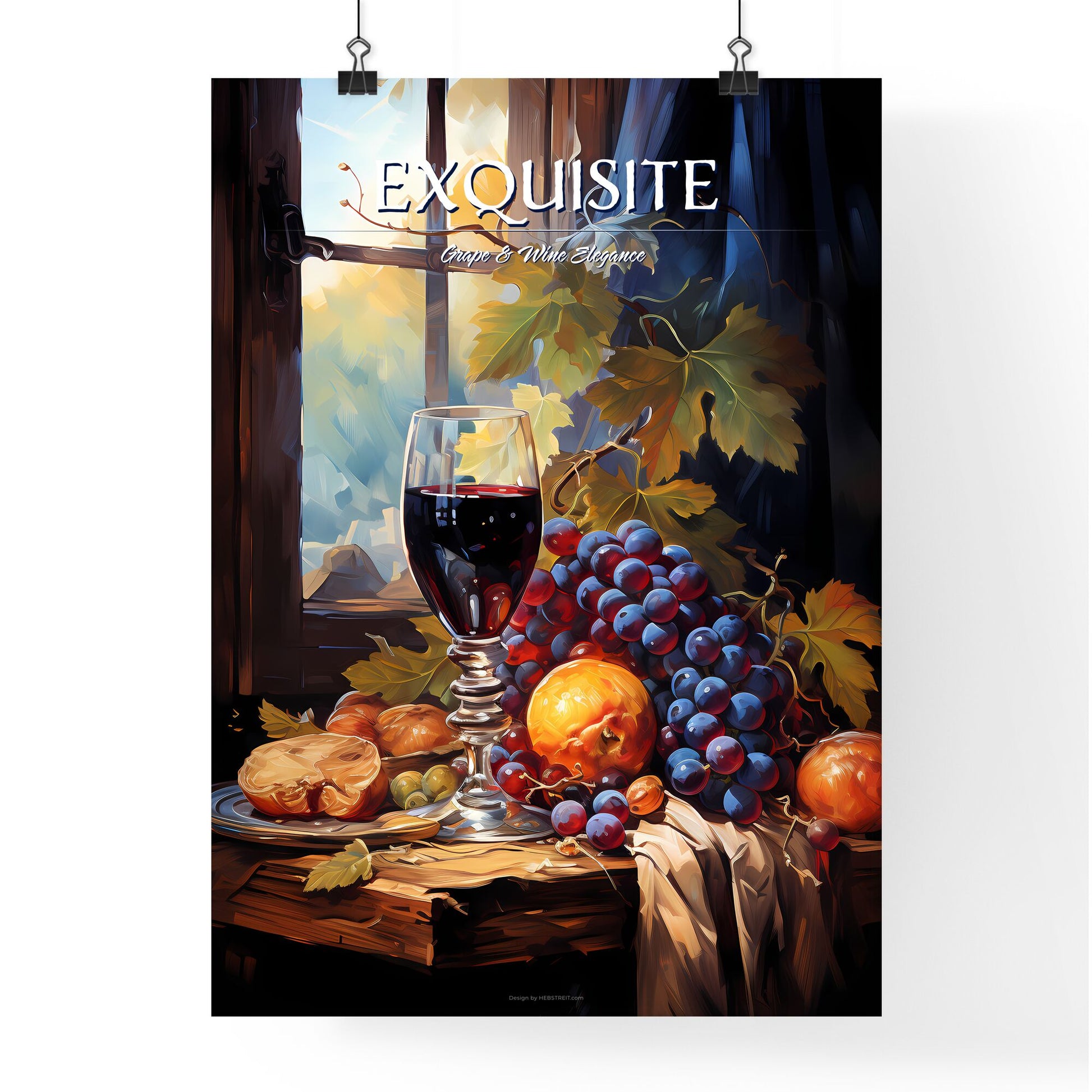 A Still Life Composition With Grape And Wine - A Glass Of Wine And Fruit On A Table Default Title