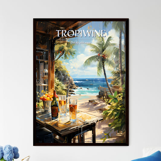 Art Summer Tropical Beach Wine Bar - A Table With Glasses Of Wine And Fruit On A Beach Default Title
