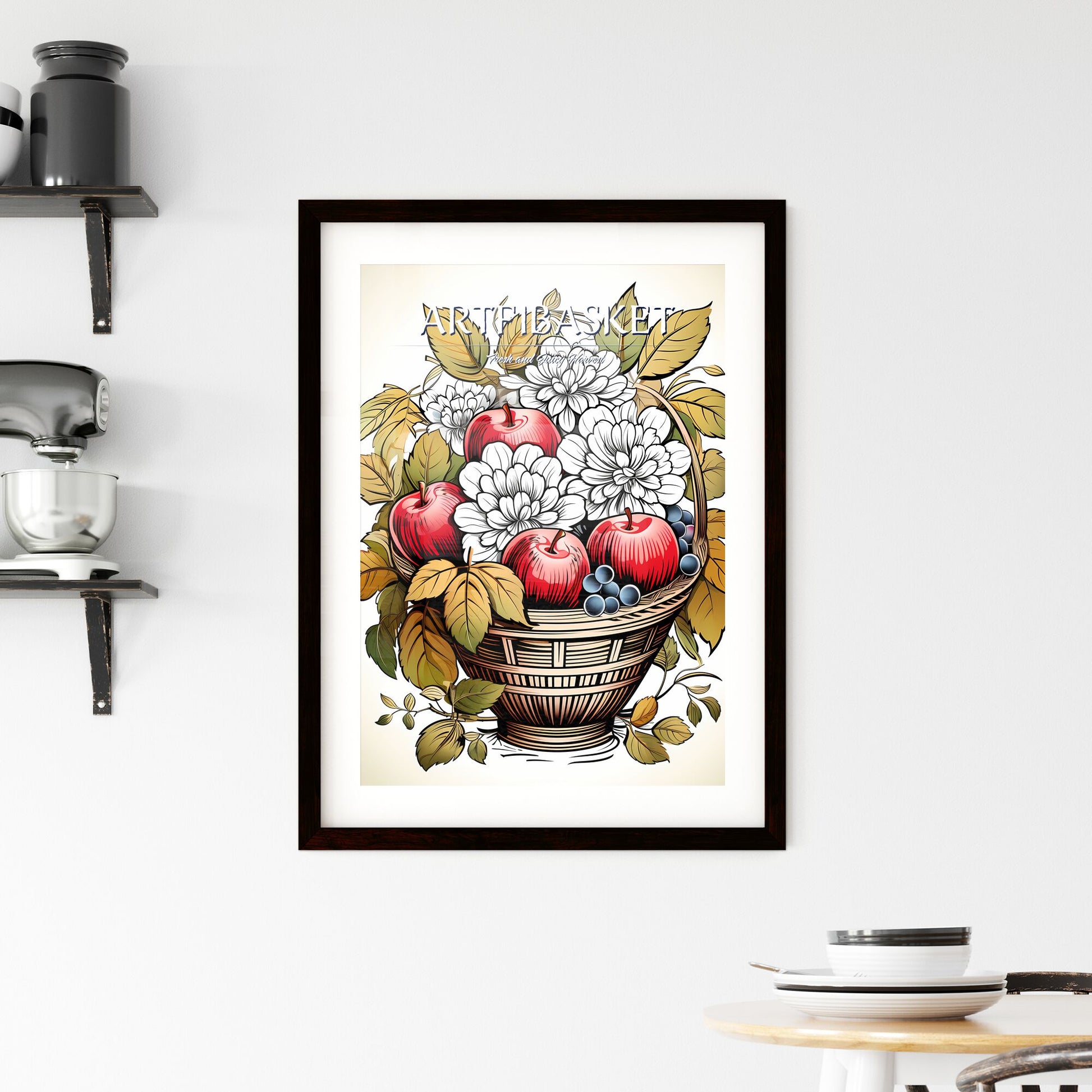 Basket Of Apples And Flowers Art Print Default Title