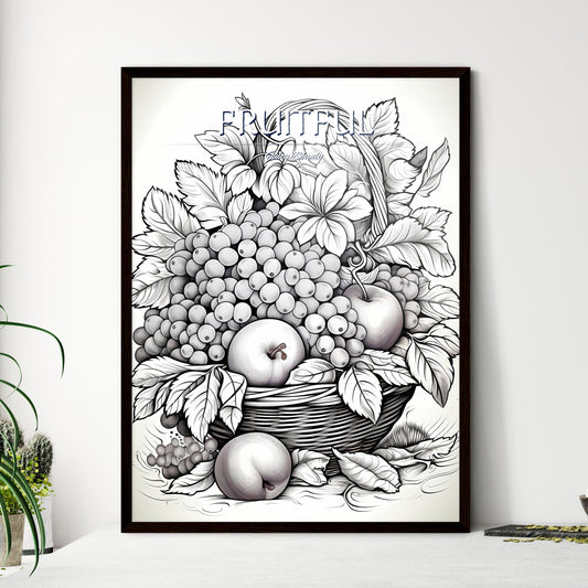 Basket Of Fruit With Leaves And Grapes Art Print Default Title