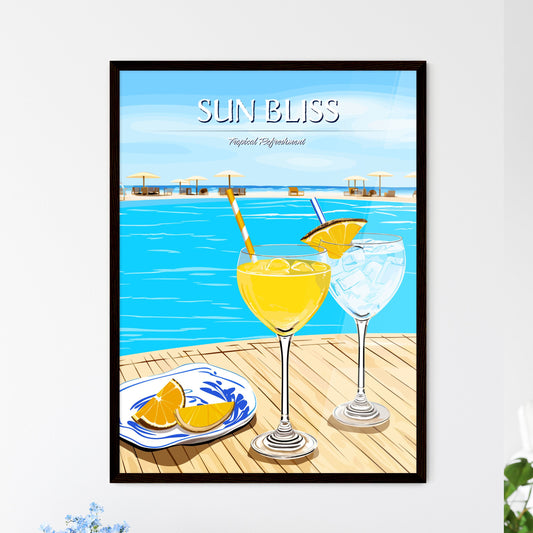 Beach Holidays With Two Cocktails Near Swimming Pool - Two Glasses Of Drinks On A Dock Near A Pool Default Title