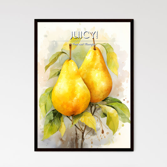 Beautiful Ripe Yellow Pears On A White Background - A Pair Of Yellow Pears With Green Leaves Default Title