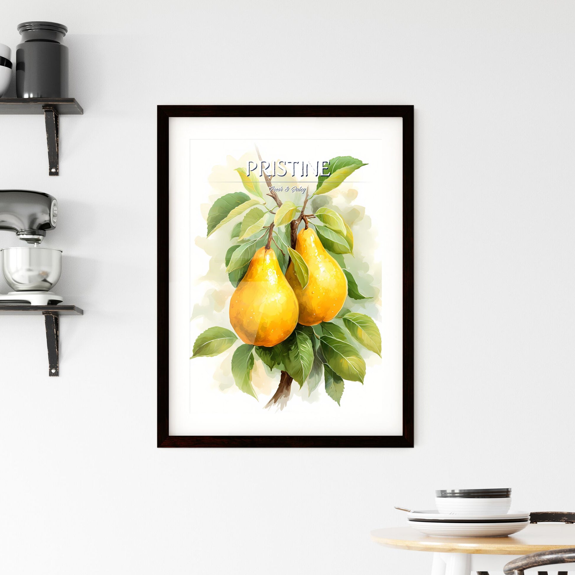 Beautiful Ripe Yellow Pears On A White Background - A Pair Of Yellow Pears On A Tree Branch Default Title