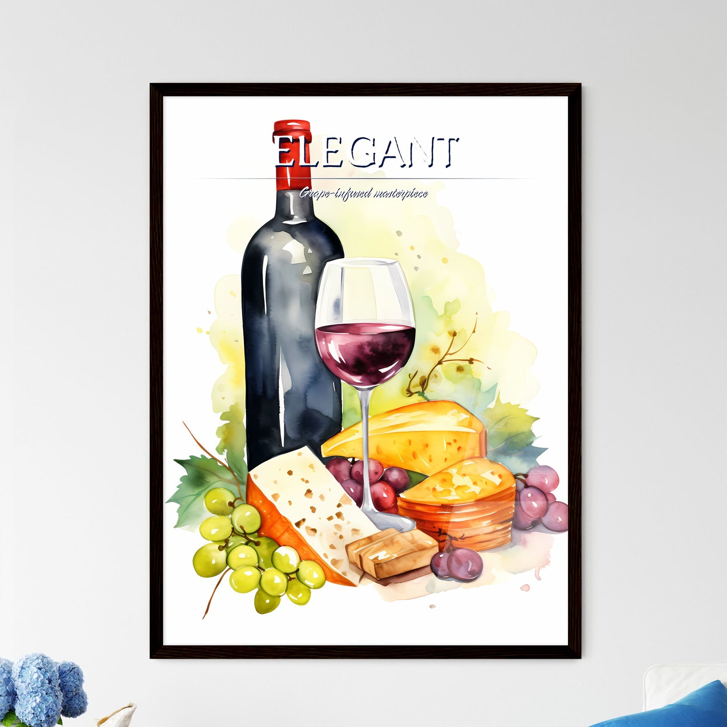 Bottle Of Wine And A Glass Of Wine Art Print Default Title