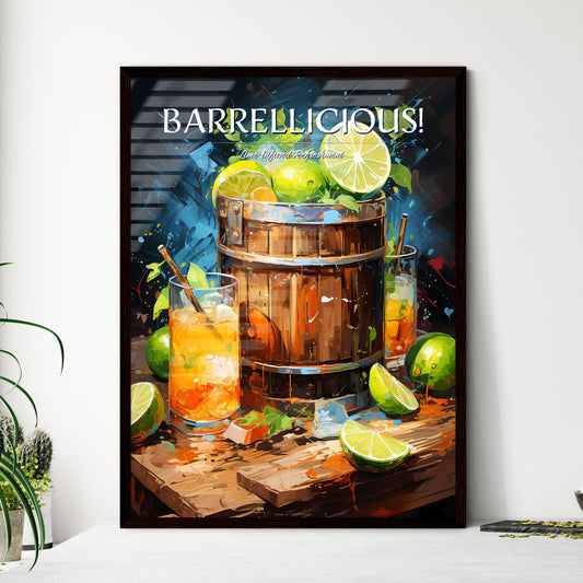Caipirinha - A Painting Of A Wooden Barrel With Limes And Ice Default Title