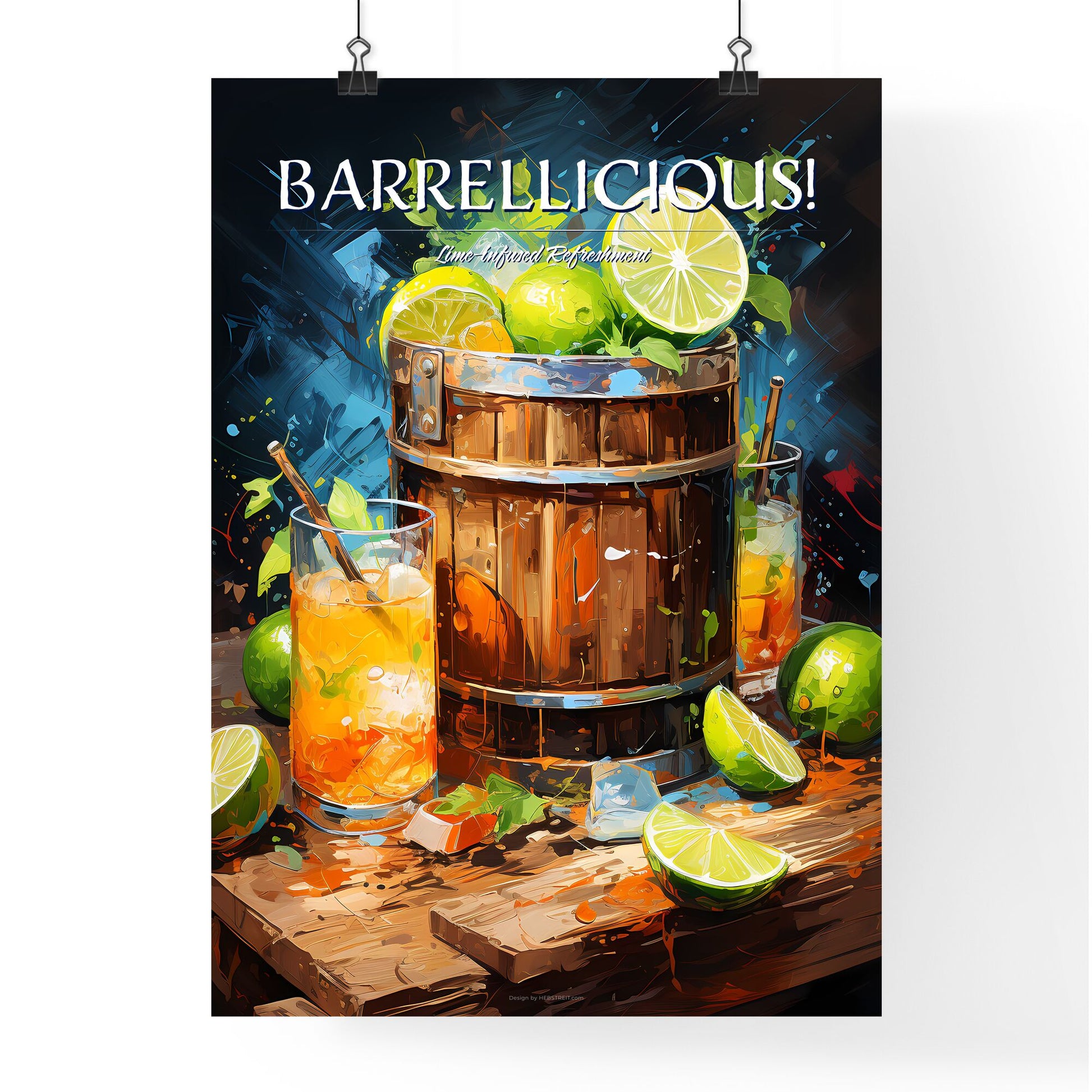 Caipirinha - A Painting Of A Wooden Barrel With Limes And Ice Default Title